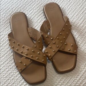 A New Day Women's Brown Studded Slide Sandals